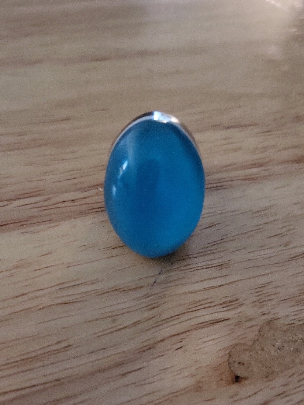 Blue Oval Cabochon Statement Ring